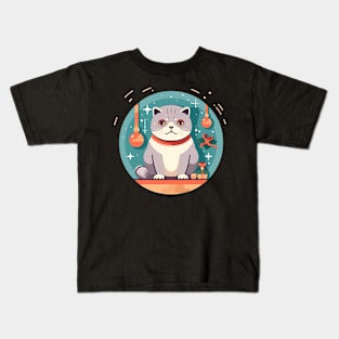 Scottish Fold Cat Xmas Ornament, Love Cats Kids T-Shirt